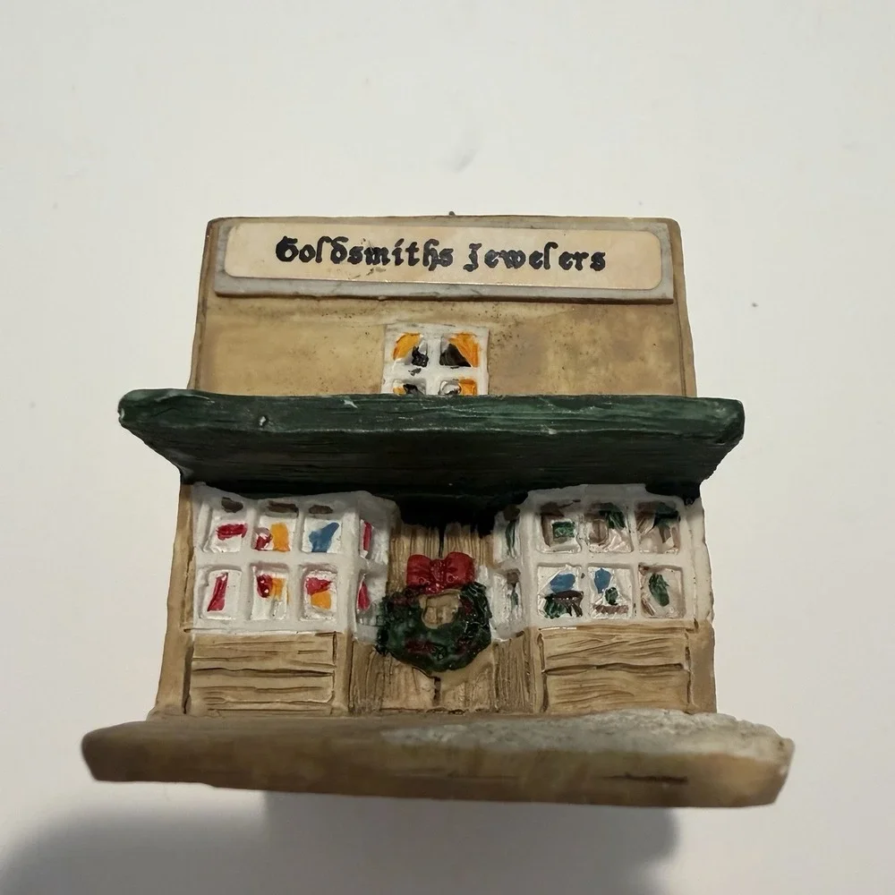 VTG Goldsmiths Jewelers Christmas Ornament House Resin Seiko 1984 China